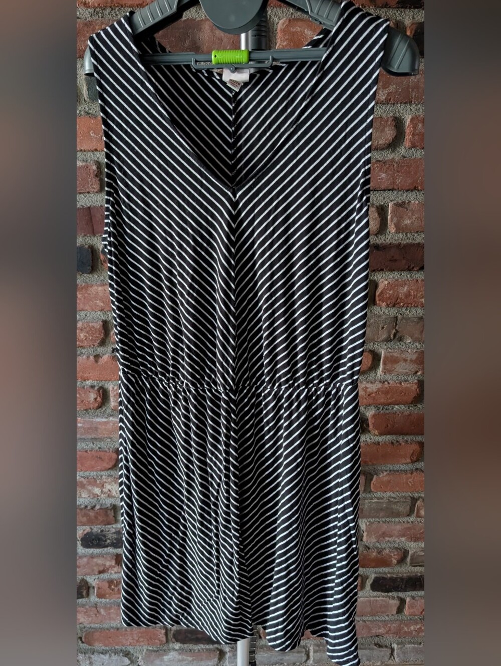 Merona Black and White V-Neck Sleeveless Striped Dress